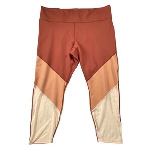 New Fabletics Leggings 4X Orange Colorblock Zone High Waist Mesh Powerhold Gym